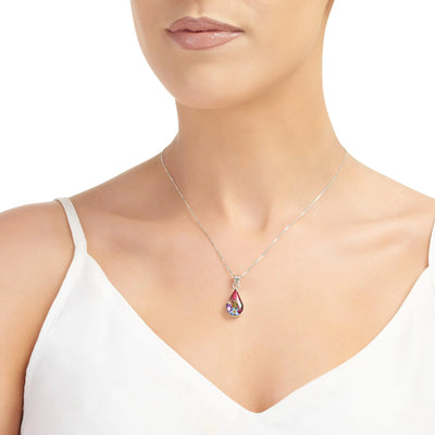 Real flower necklace by Shrieking Violet Sterling silver teardrop pendant handmade with real flowers. Cool gift for nature lovers.