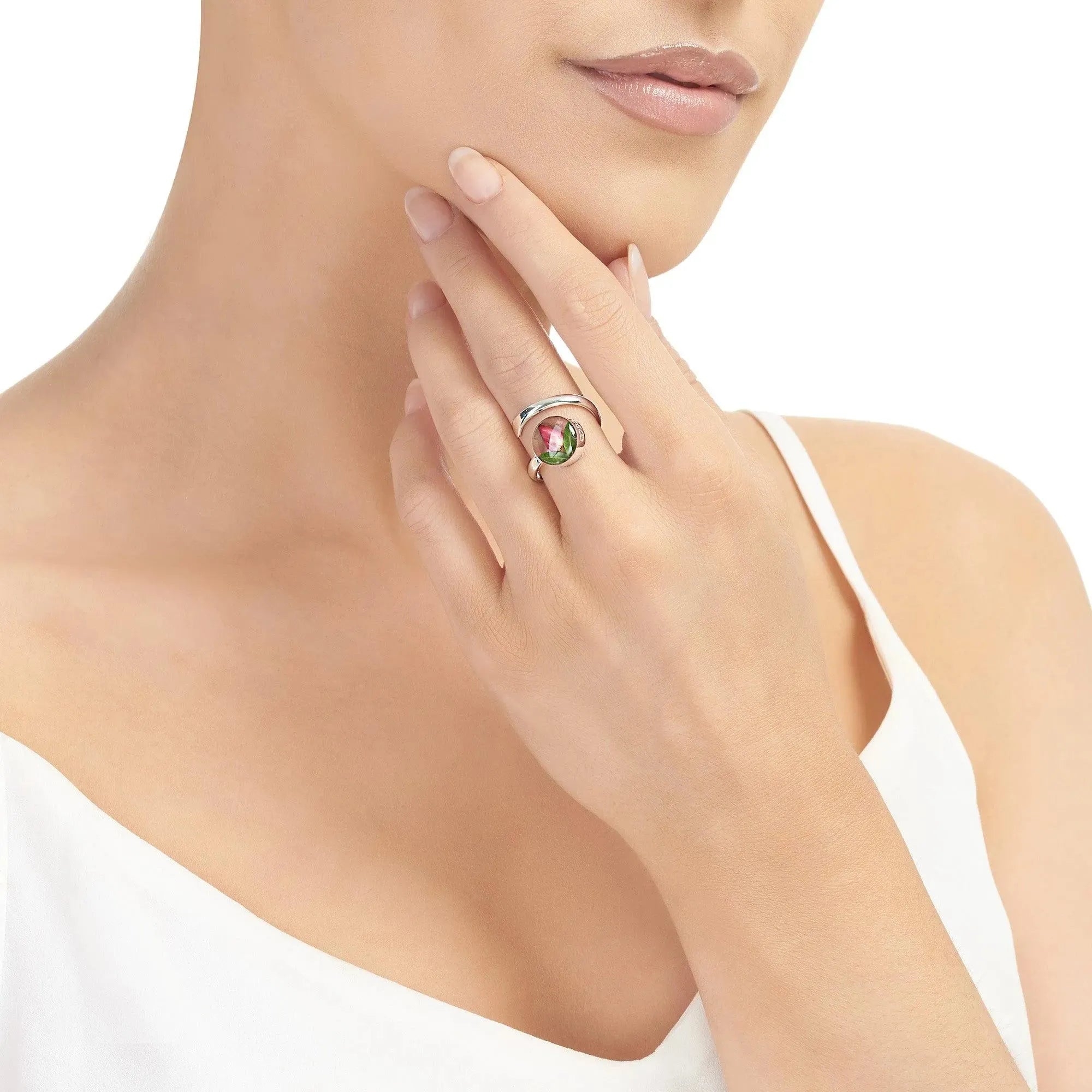 Rose ring by Shrieking Violet® Sterling silver adjustable ring with a real miniature rose bud. Valentine's day jewellery gift