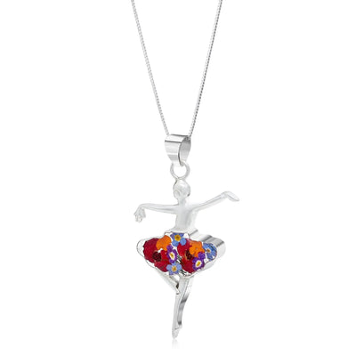 Silver Ballerina necklace with real flowers by Shrieking Violet Sterling silver pendant with real flowers. Perfect gift for ballet dancer