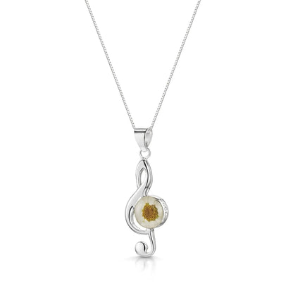 Silver Pendant - Daisy - Treble Clef (m)