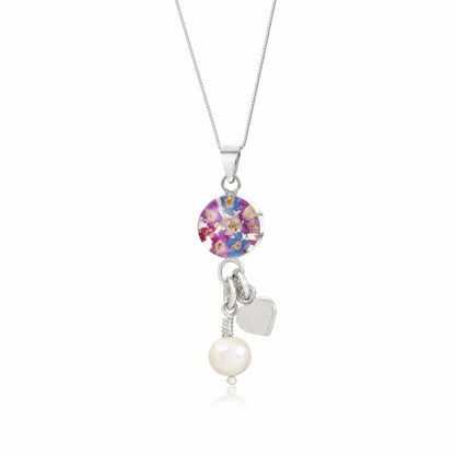 Silver Pendant - Purple Haze - Pearl+charm